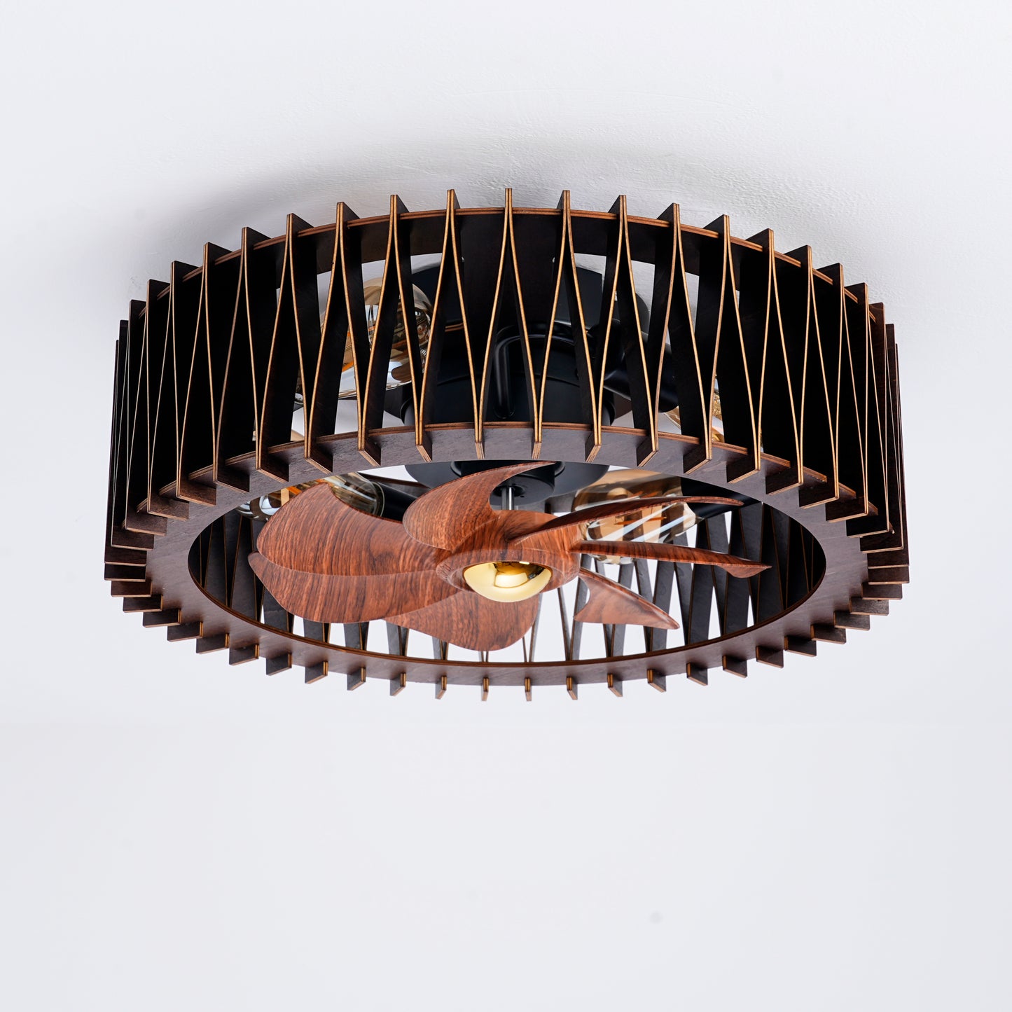 20" Wood Flush Mount Ceiling Fan with Remote - view 19