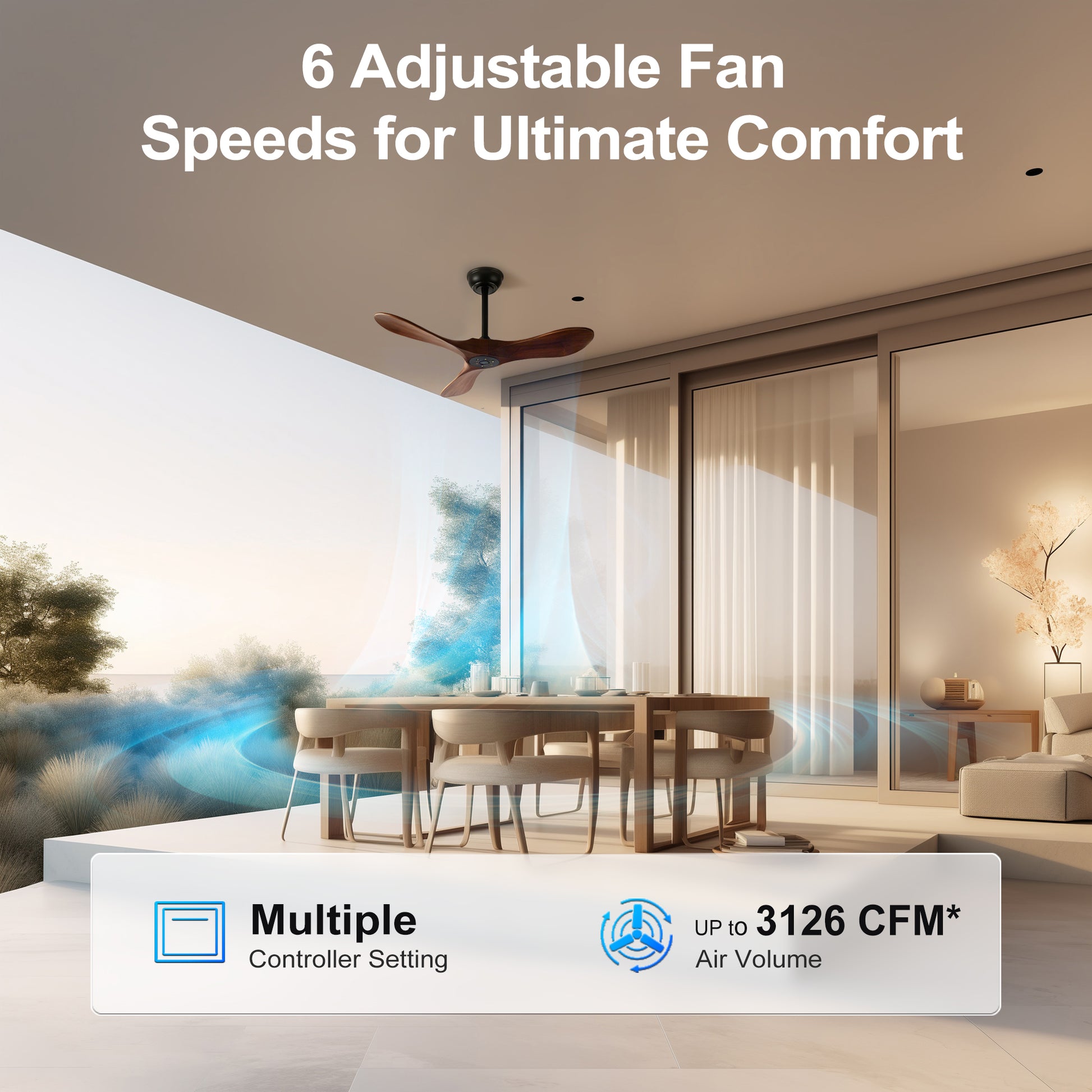 36" Walnut Wood Ceiling Fan with Remote - view 11