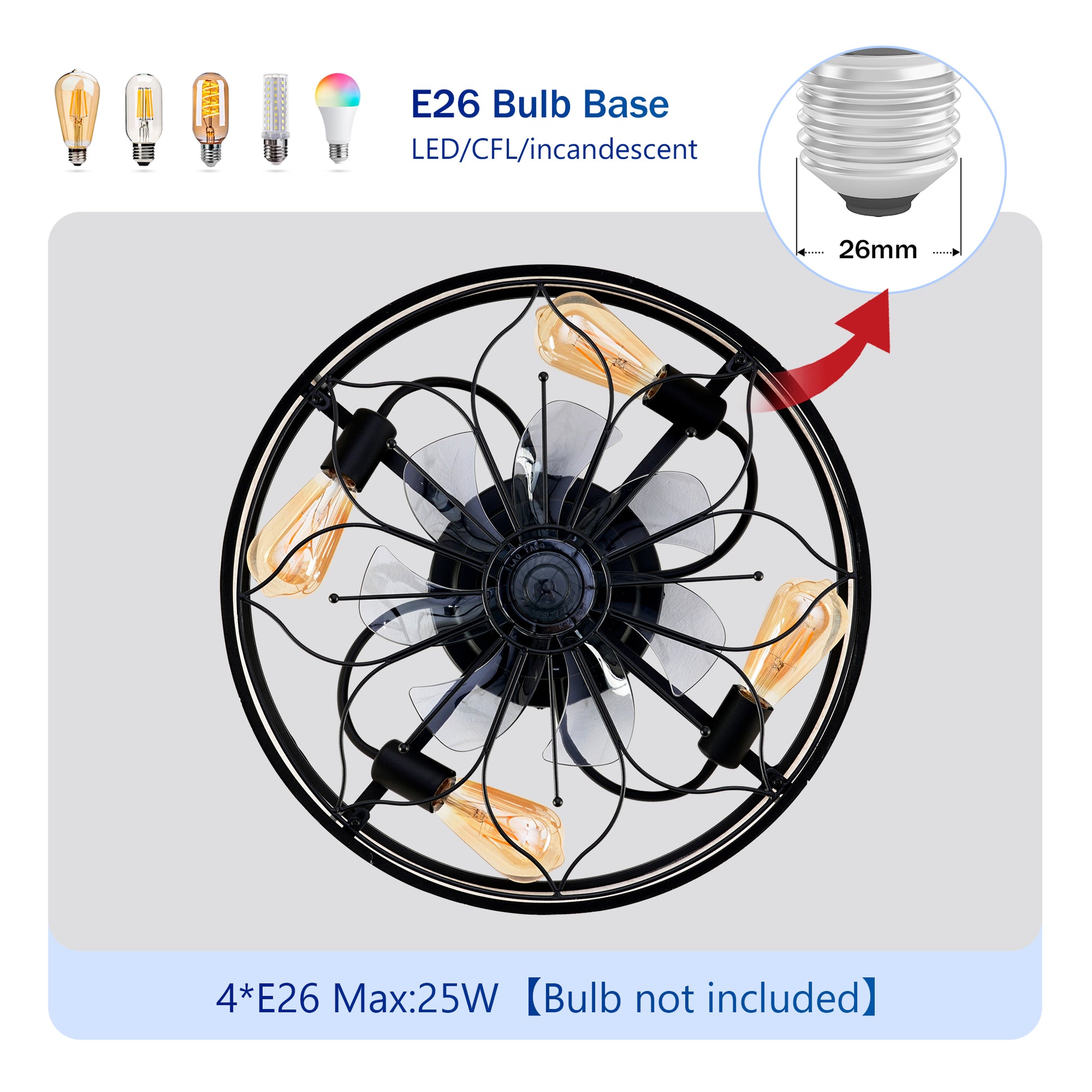 20" Lotus Fabric Bladeless Ceiling Fan with Remote - view 8