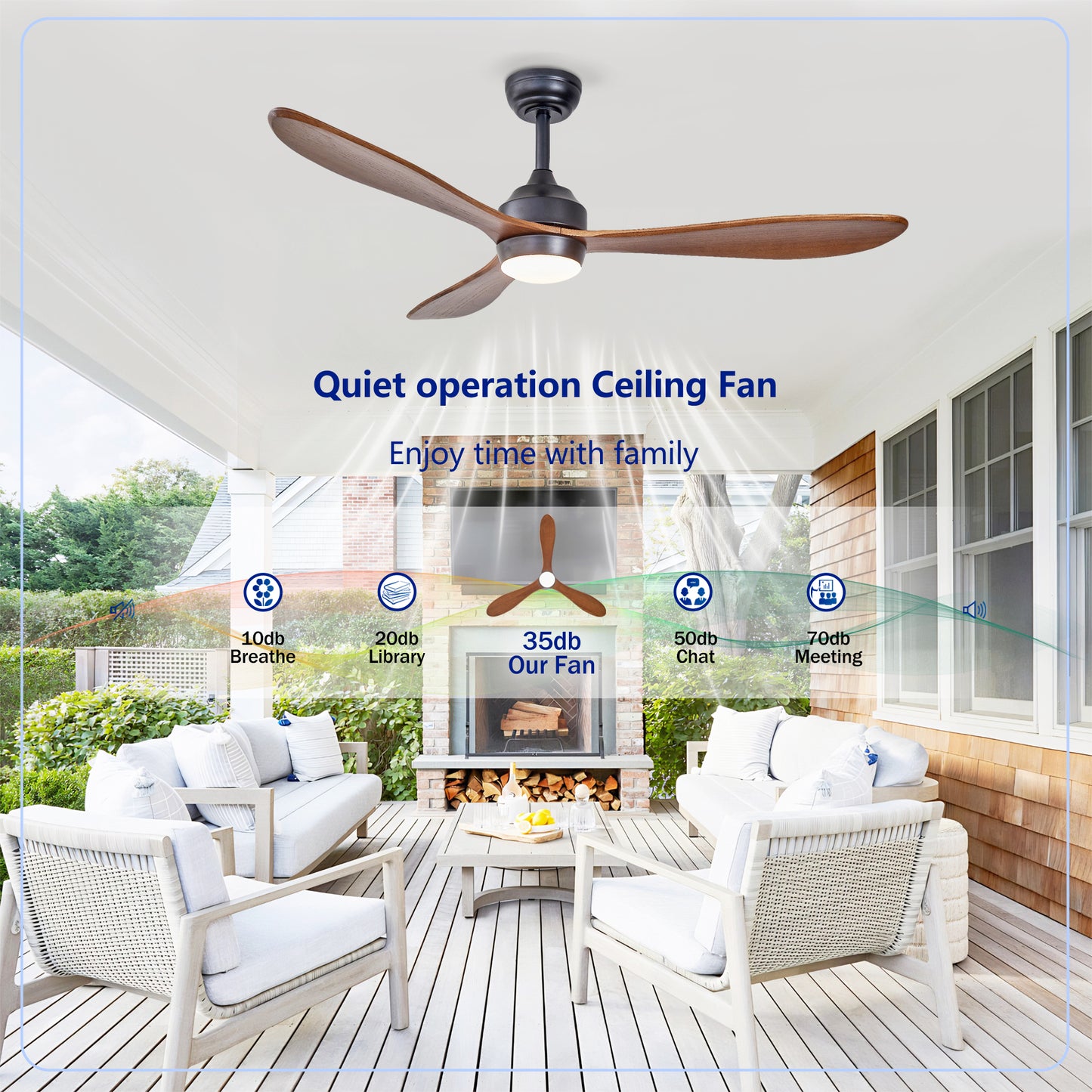 52" Black Reversible Ceiling Fan with Light - view 12