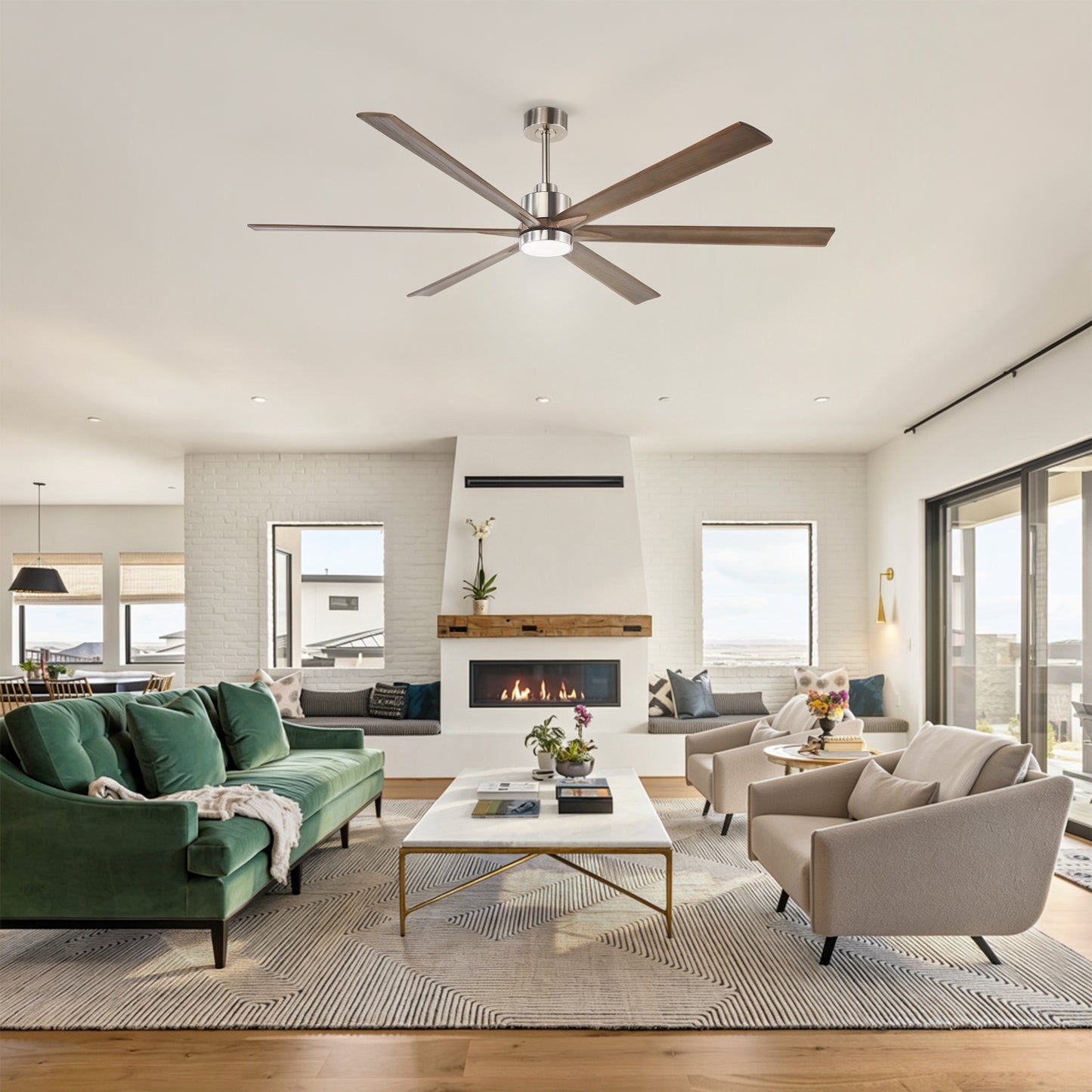 70" Nickel Finish Ceiling Fan with Light - view 3