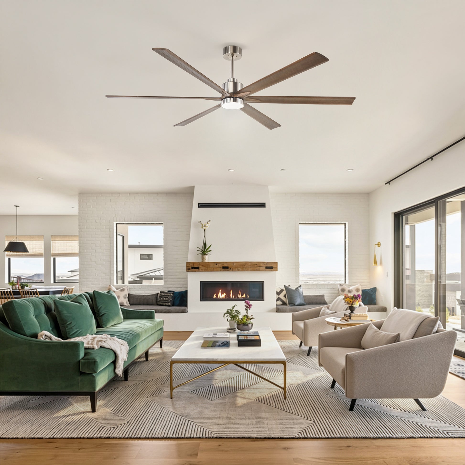70" Nickel Finish Ceiling Fan with Light - view 3