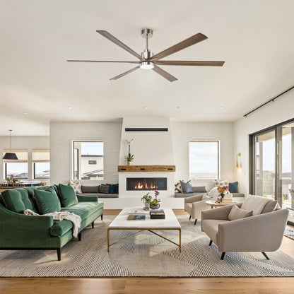70" Nickel Finish Ceiling Fan with Light - view 3