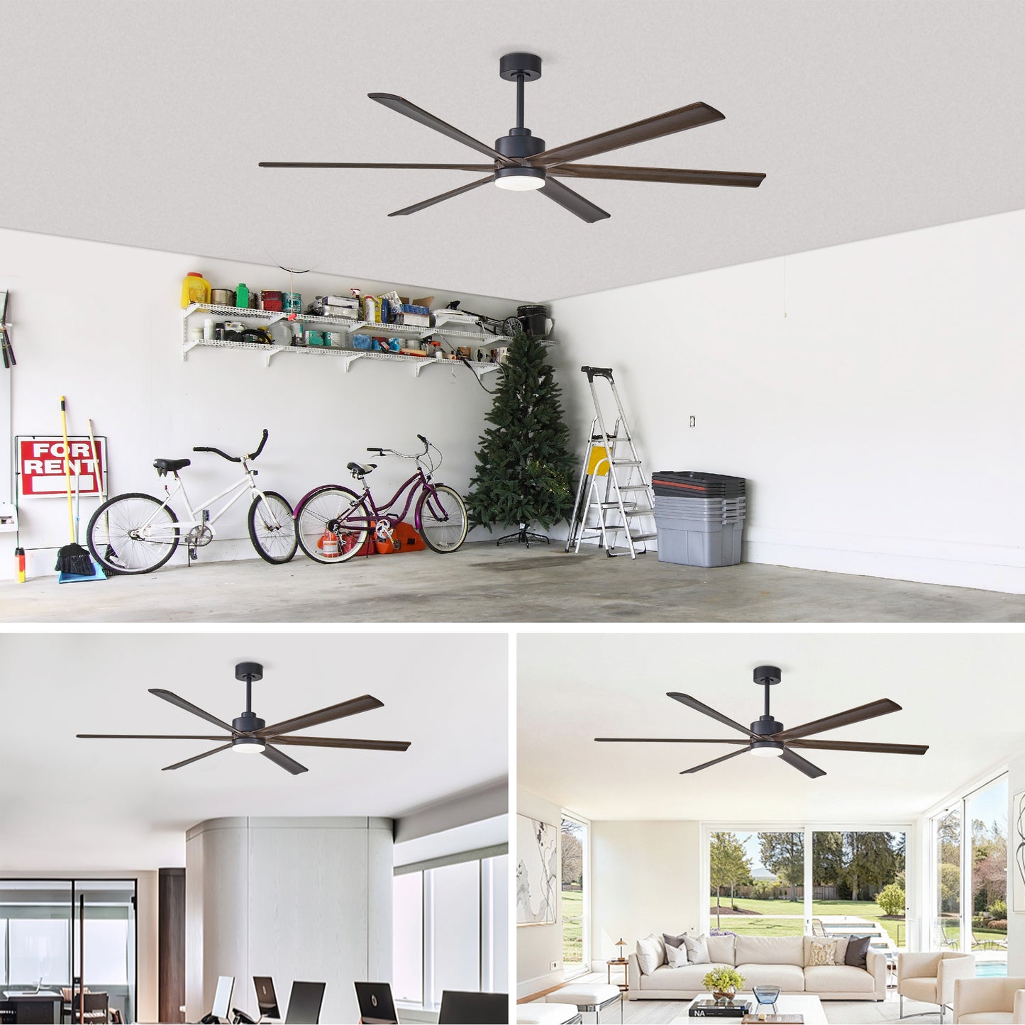 70" Matte Black Ceiling Fan with Light - view 6