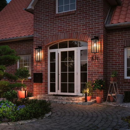 20"H Black Outdoor Wall Lantern with Clear Glass, Set of 2 - view 3