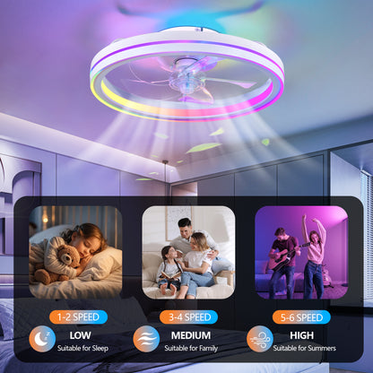 19" White Bladeless Fandelier with Dimmable LED - view 3