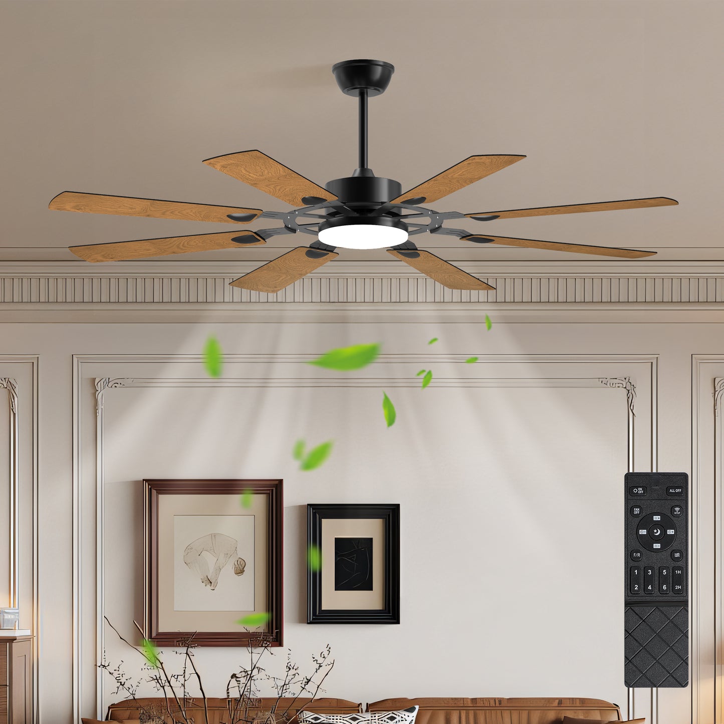 60" Black Windmill Ceiling Fan with Remote