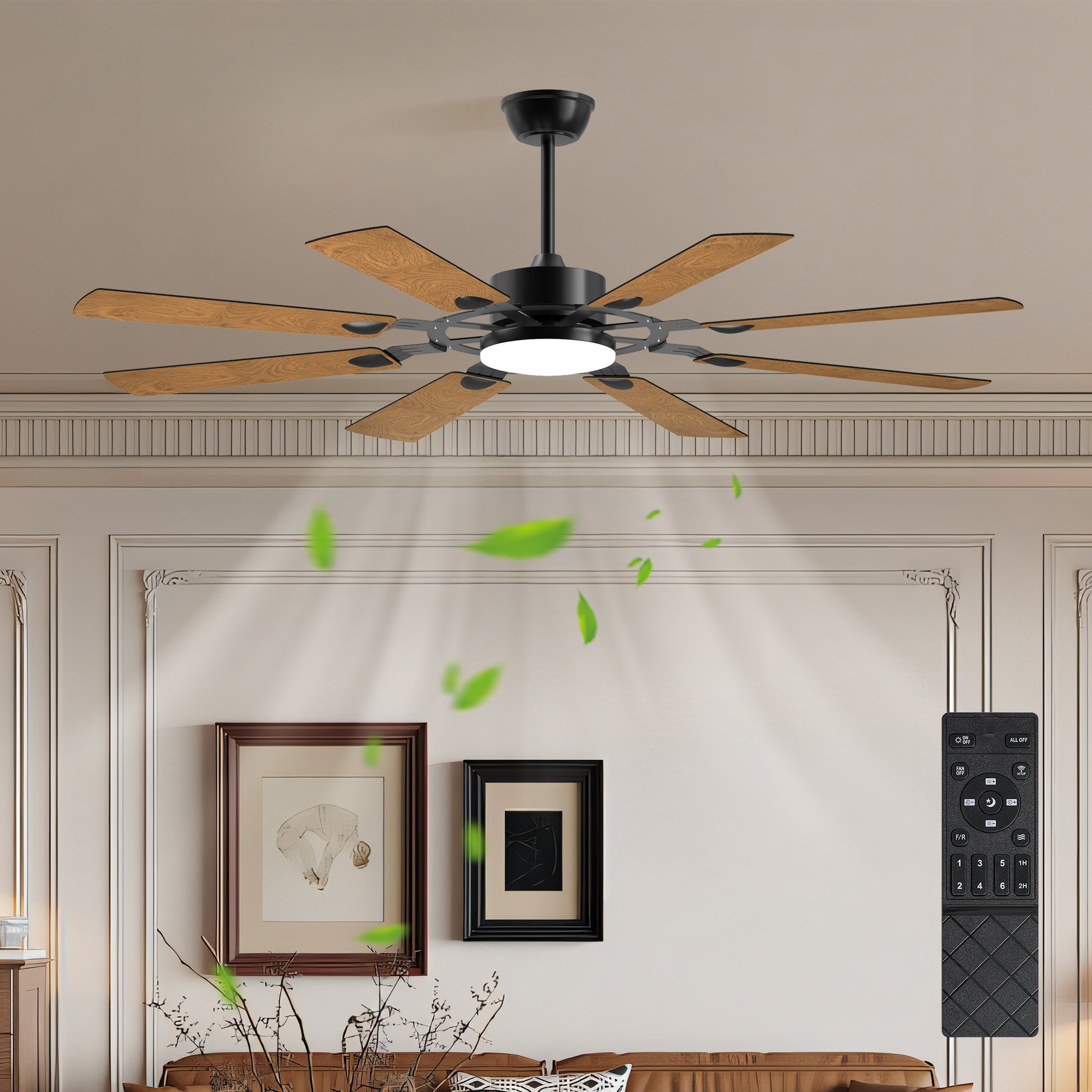 60" Black Windmill Ceiling Fan with Remote
