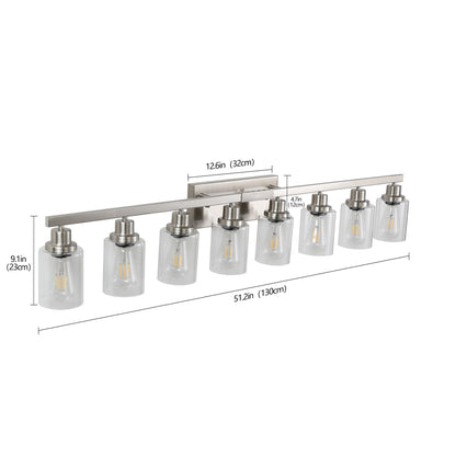 51" 8-Light Brushed Nickel Vanity Light with Clear Glass - view 10