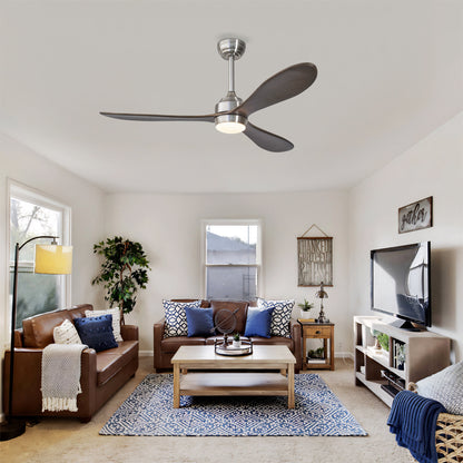 52" Nickel Solid Wood Ceiling Fan with Remote - view 5