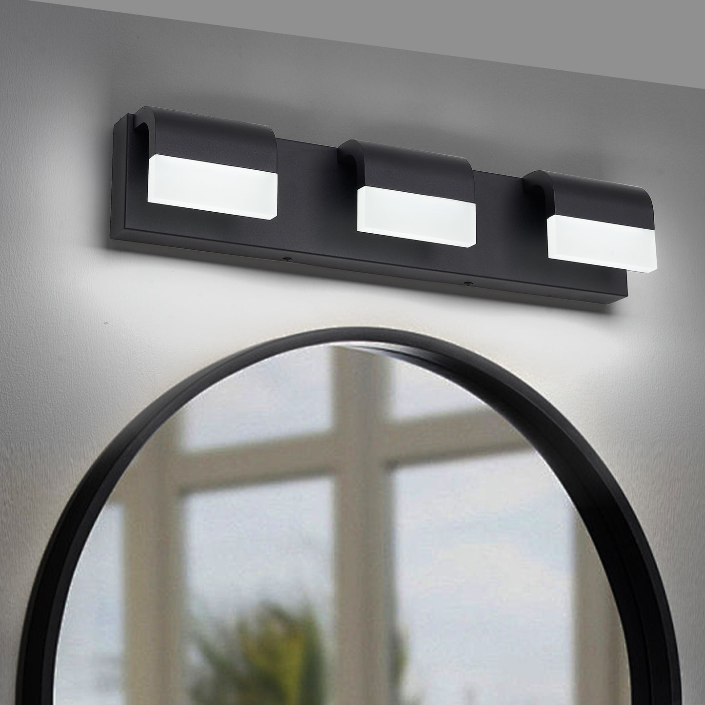 3-Light Matte Black Dimmable LED Vanity Light - view 3