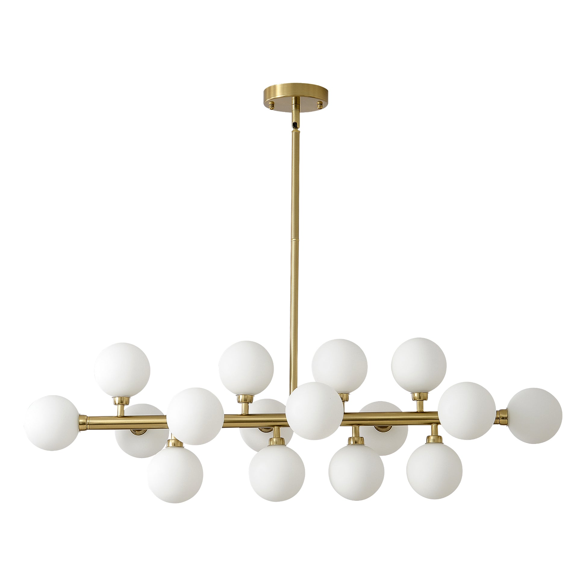 16-Light Gold Farmhouse Pendant Light with Opal Glass - view 14