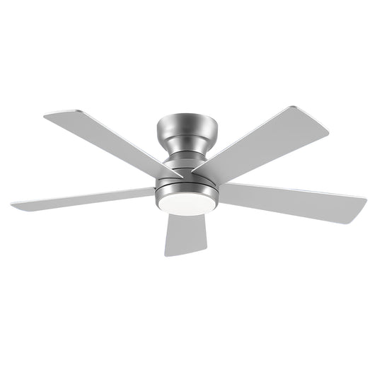 46" Silver 5-Blade Ceiling Fan with LED Light & Remote