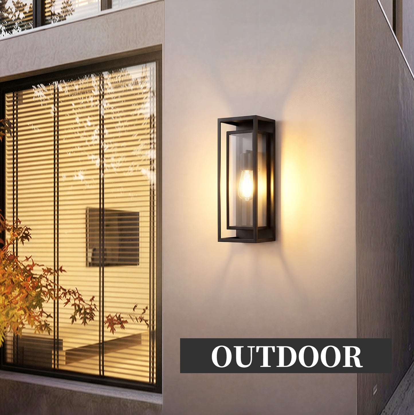 18" Black Outdoor Wall Lantern with Clear Glass, Set of 2 - view 7