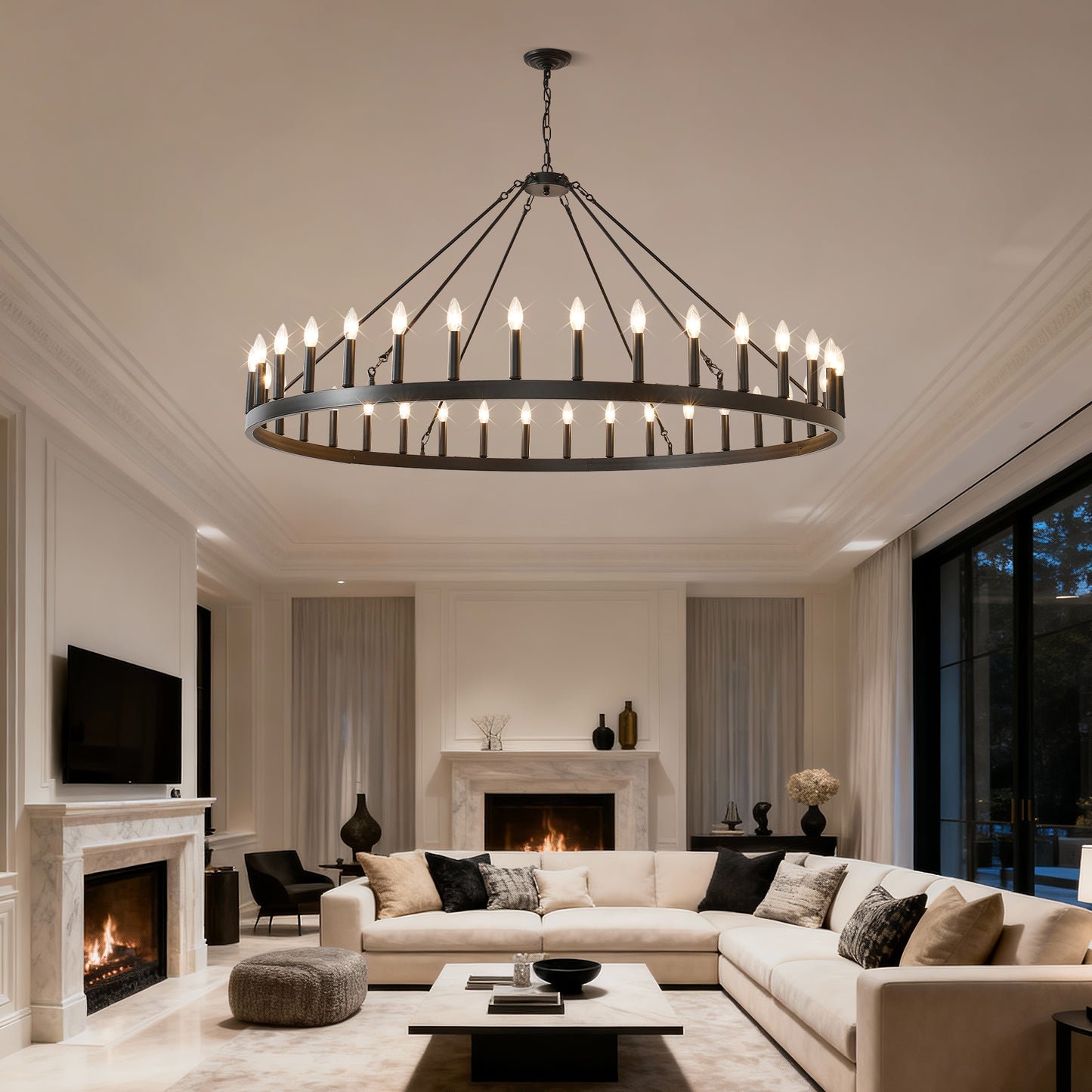 59" Wagon Wheel Farmhouse Chandelier, 36-Light - view 2