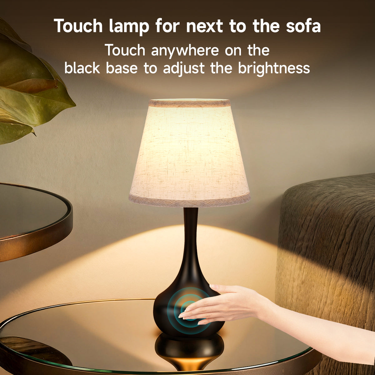 Black Dimmable Bedside Table Lamp, Set of 2 - view 4