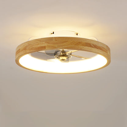 20" Wood & White Flush Mount Ceiling Fan with Dimmable LED - view 16