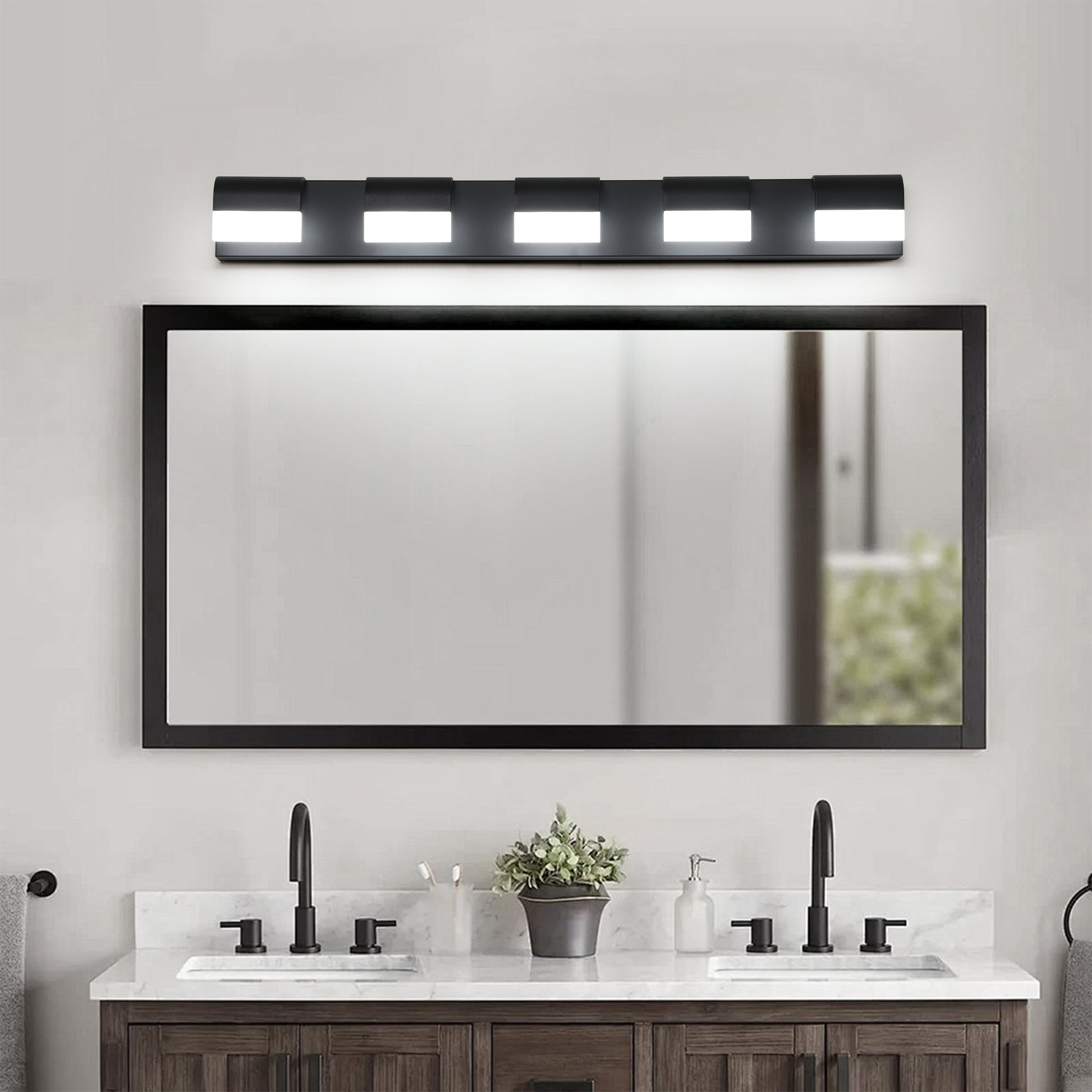 5-Light Modern Black LED Vanity Light