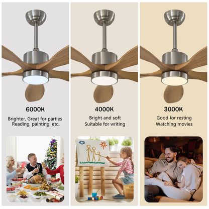 52" Nickel Reversible Ceiling Fan with Light - view 9
