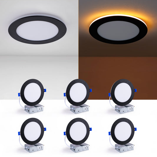 6" Black Dimmable LED Recessed Light, 6-Pack