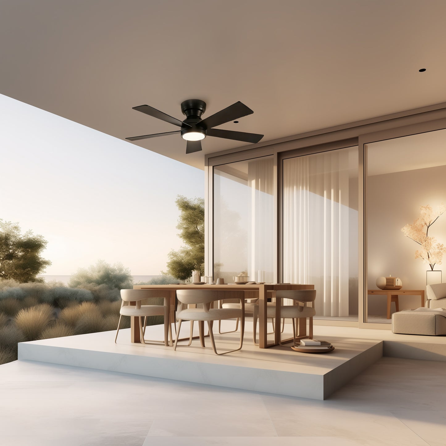 46" Matte Black Plywood Blade Ceiling Fan with Remote - view 8