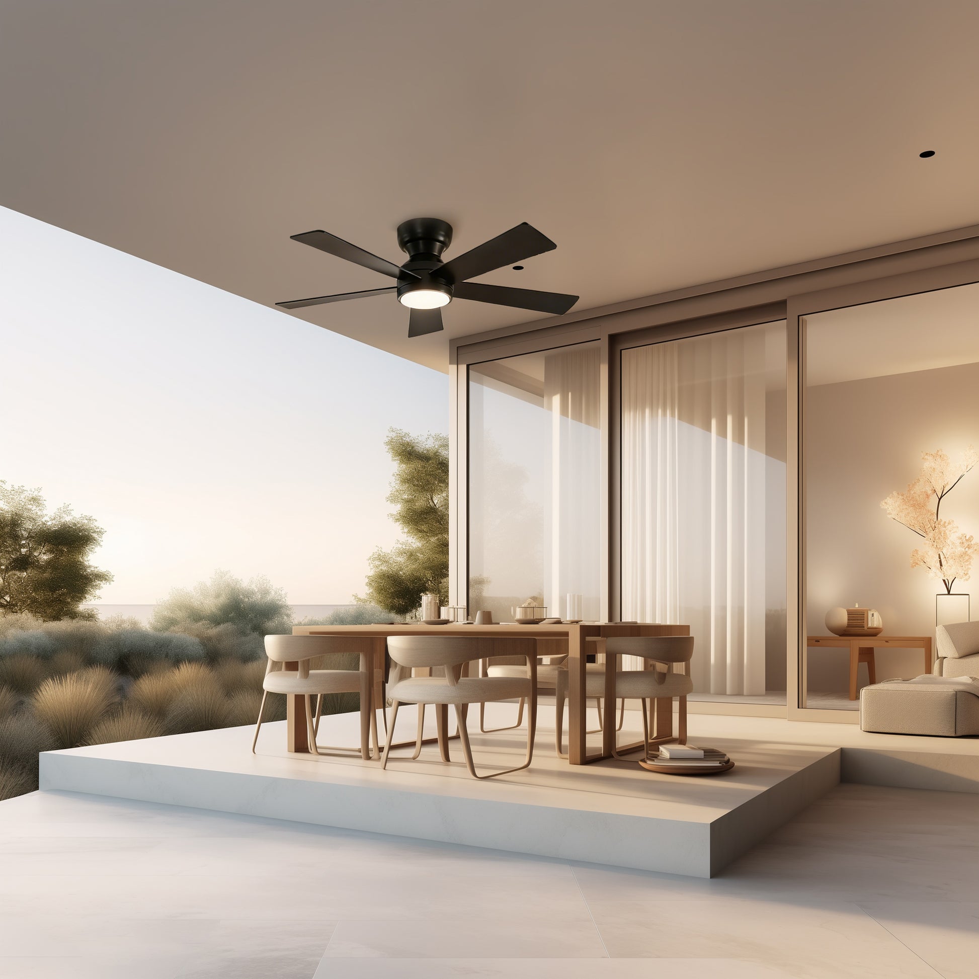 46" Matte Black Plywood Blade Ceiling Fan with Remote - view 8