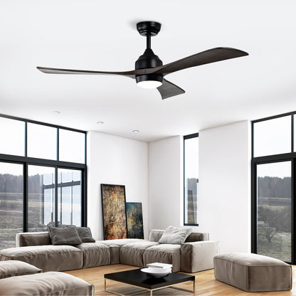 52" Matte Black Solid Wood Ceiling Fan with Remote - view 4