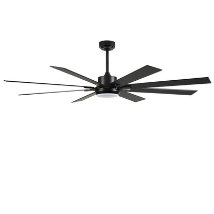 72" Matte Black 8-Blade Ceiling Fan with Dimmable LED - view 22