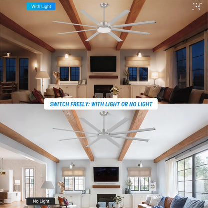 88" Silver Industrial Aluminum Ceiling Fan with Remote - view 12