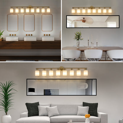 52" 8-Light Gold Vanity Light with Frosted Glass - view 5