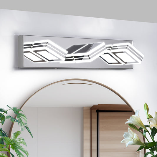 3-Light Chrome Bathroom Vanity Light, Dimmable LED