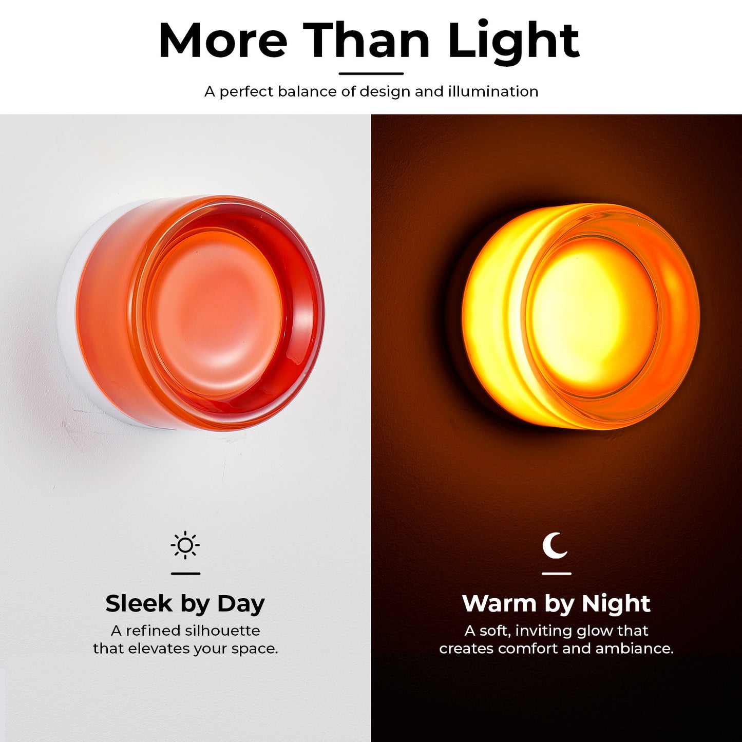 Red Minimalist Round LED Wall Light with Glass Shade - view 7