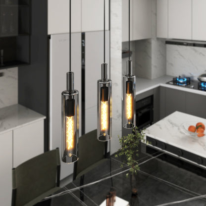 Modern Black Glass Pendant Light, Set of 3 - view 3