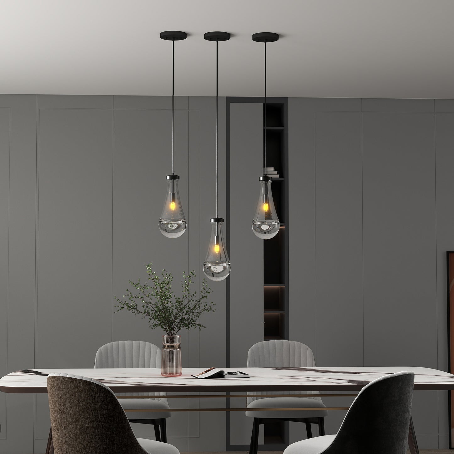 Modern Black Raindrop Pendant Chandelier - view 4