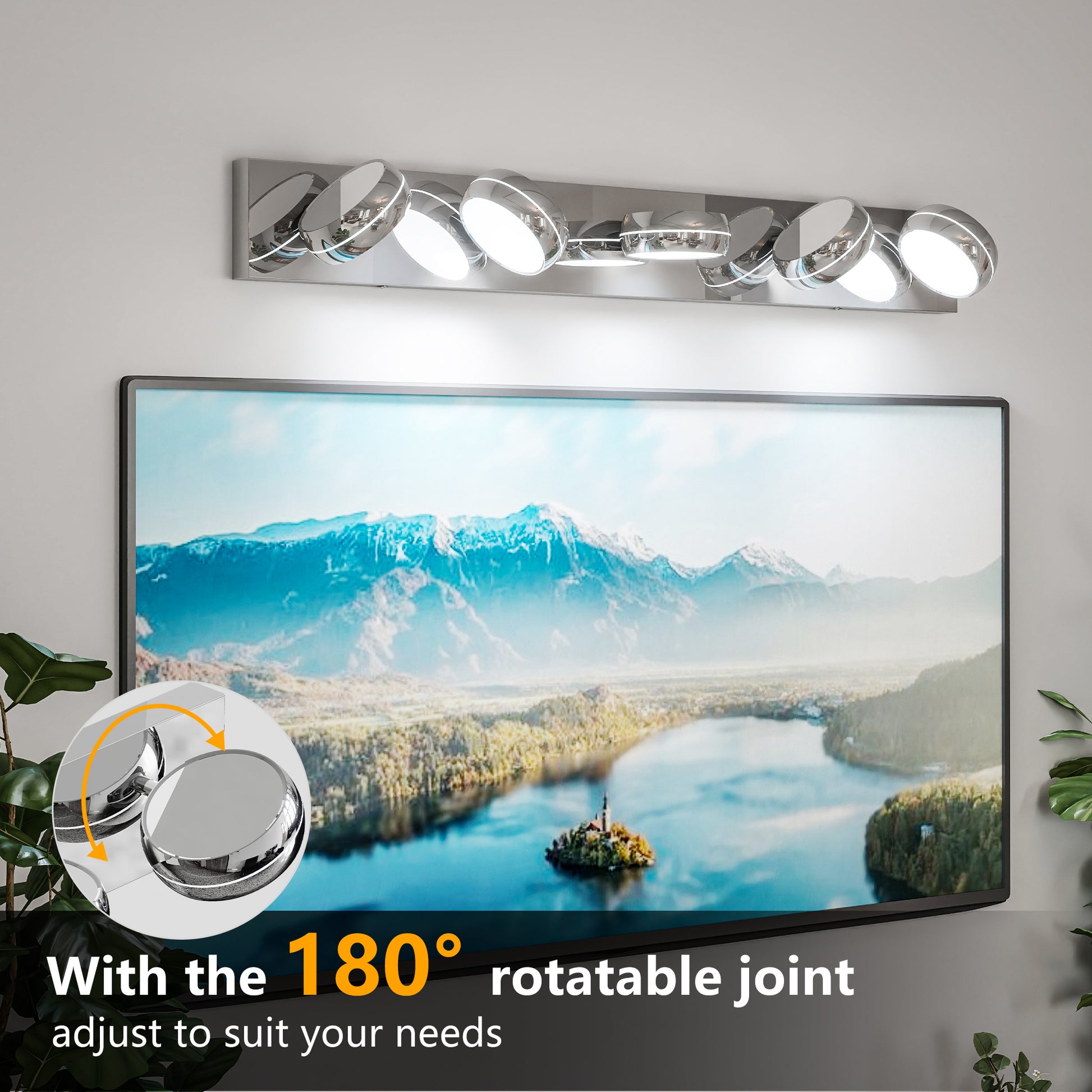 35" 5-Light Chrome LED Bathroom Vanity Light - view 4