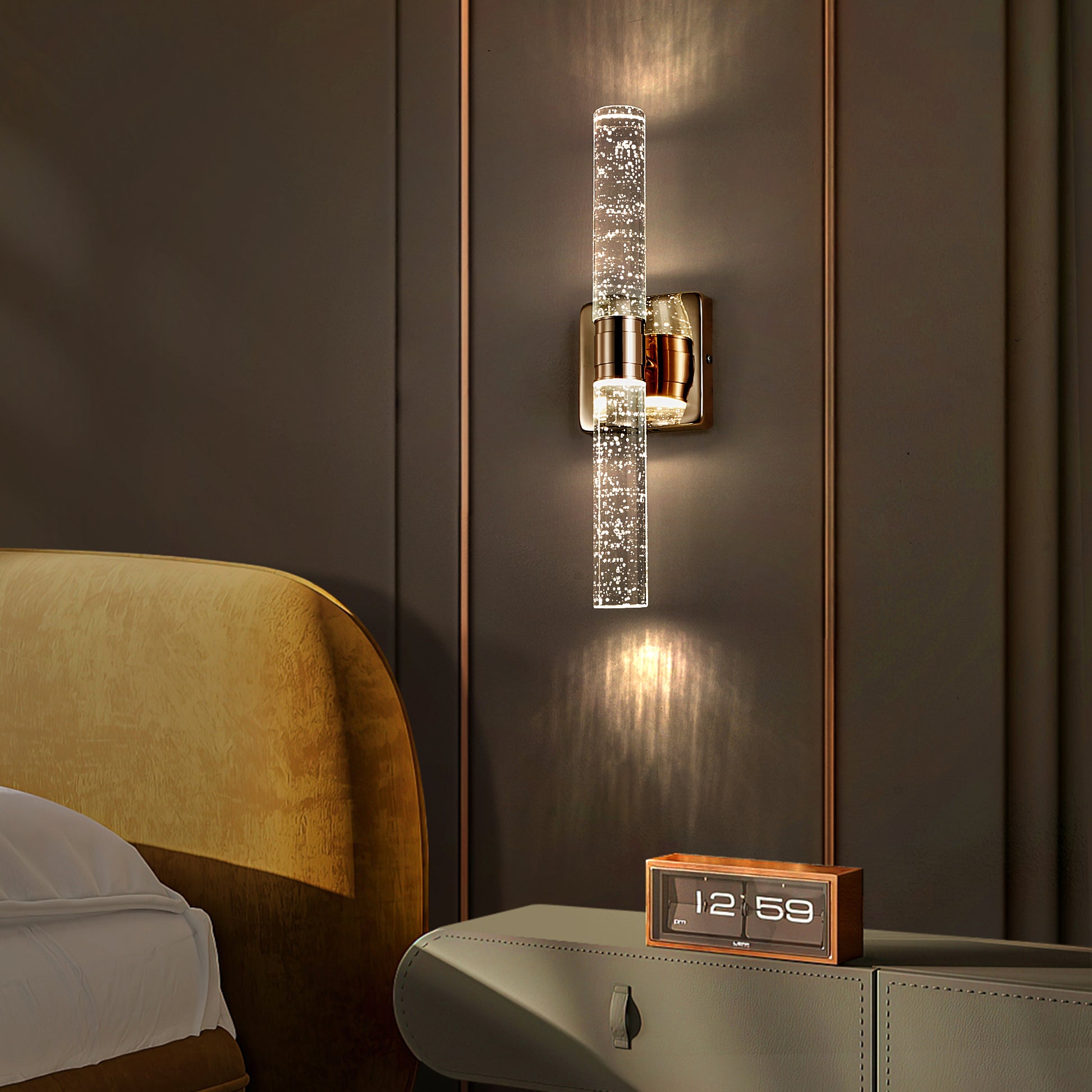 2-Light Gold Bubble Crystal Wall Light, 17"H - view 4