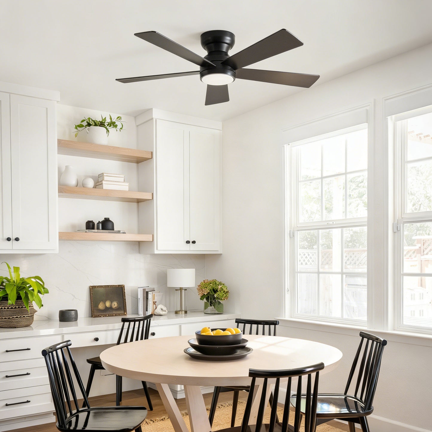 46" Matte Black Plywood Blade Ceiling Fan with Remote - view 3