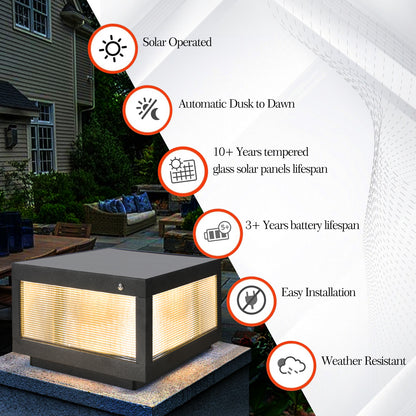 12" Black Solar LED Outdoor Post Cap Light - view 6