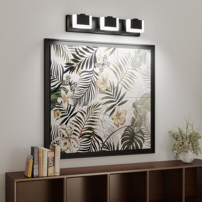 3-Light Modern Black LED Vanity Wall Light