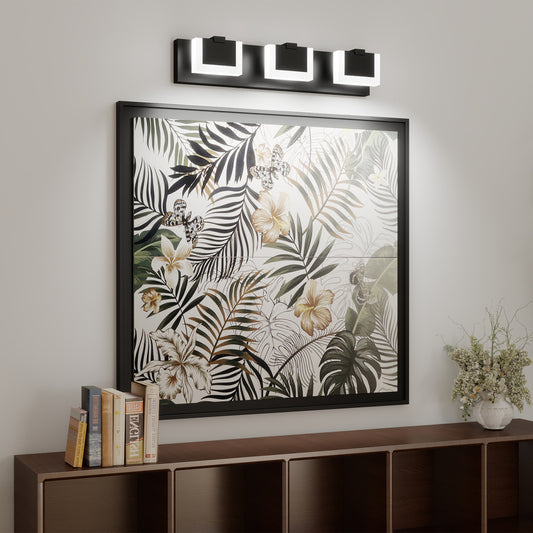 3-Light Modern Black LED Vanity Wall Light