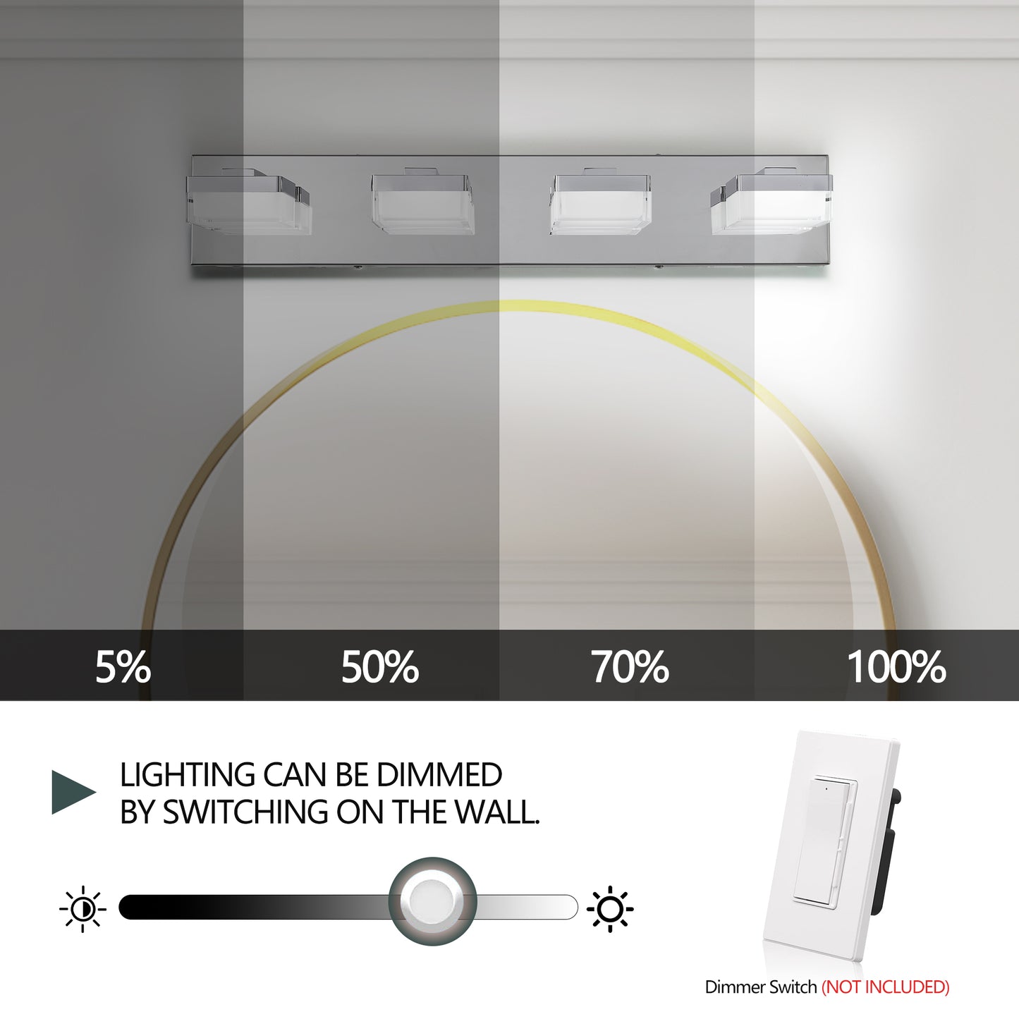 4-Light Chrome LED Bathroom Vanity Light - view 6