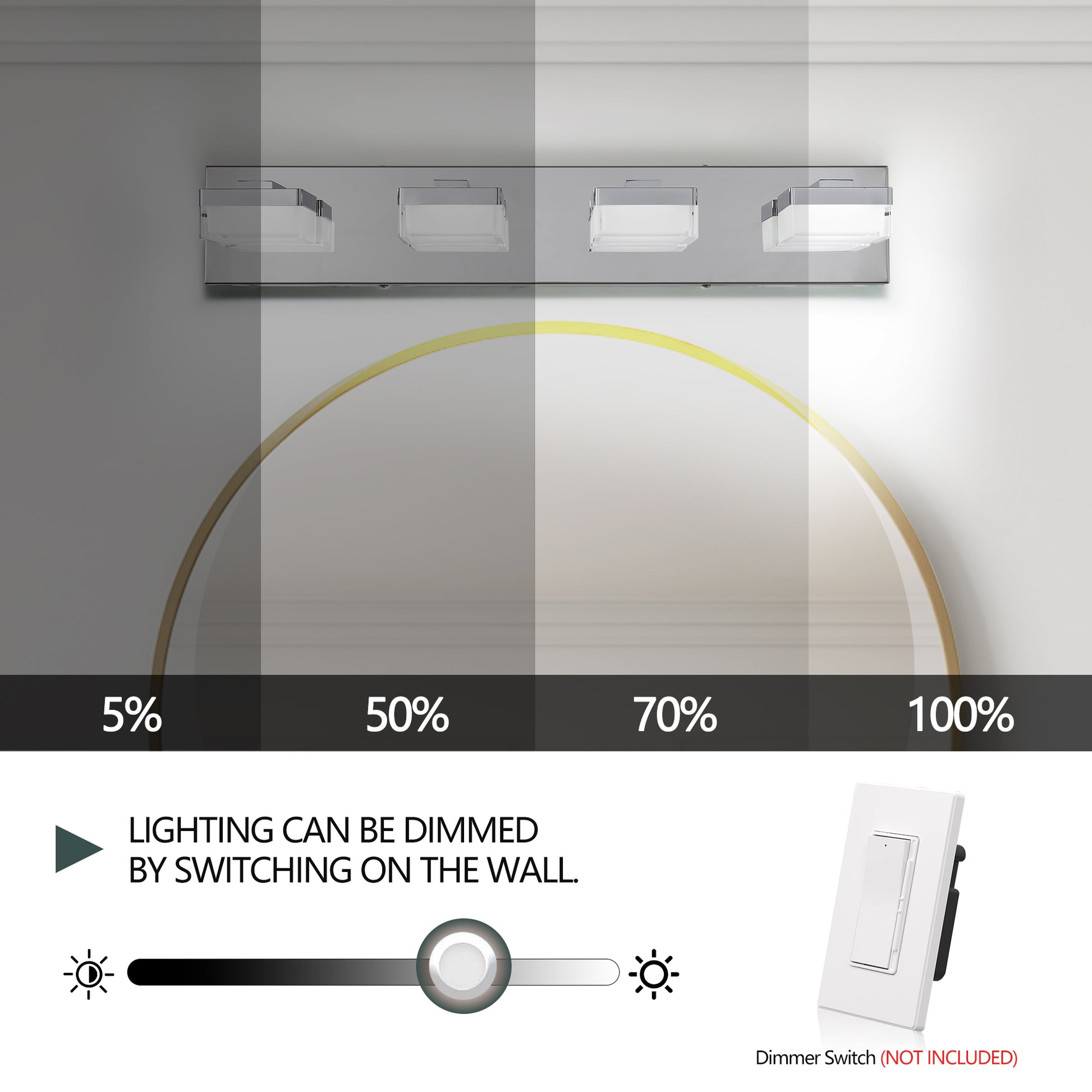 4-Light Chrome LED Bathroom Vanity Light - view 6