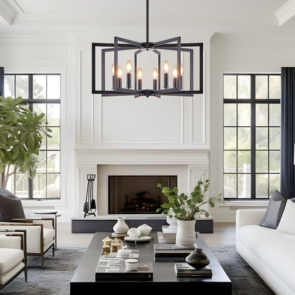 27" 8-Light Black Geometric Chandelier - view 4