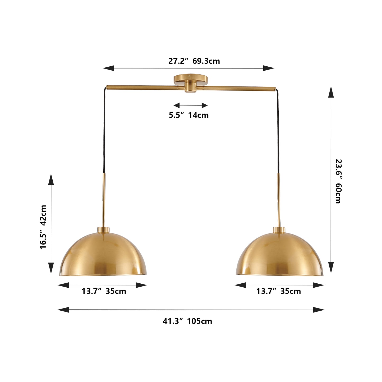41" Industrial Copper Double Pendant Light - view 9