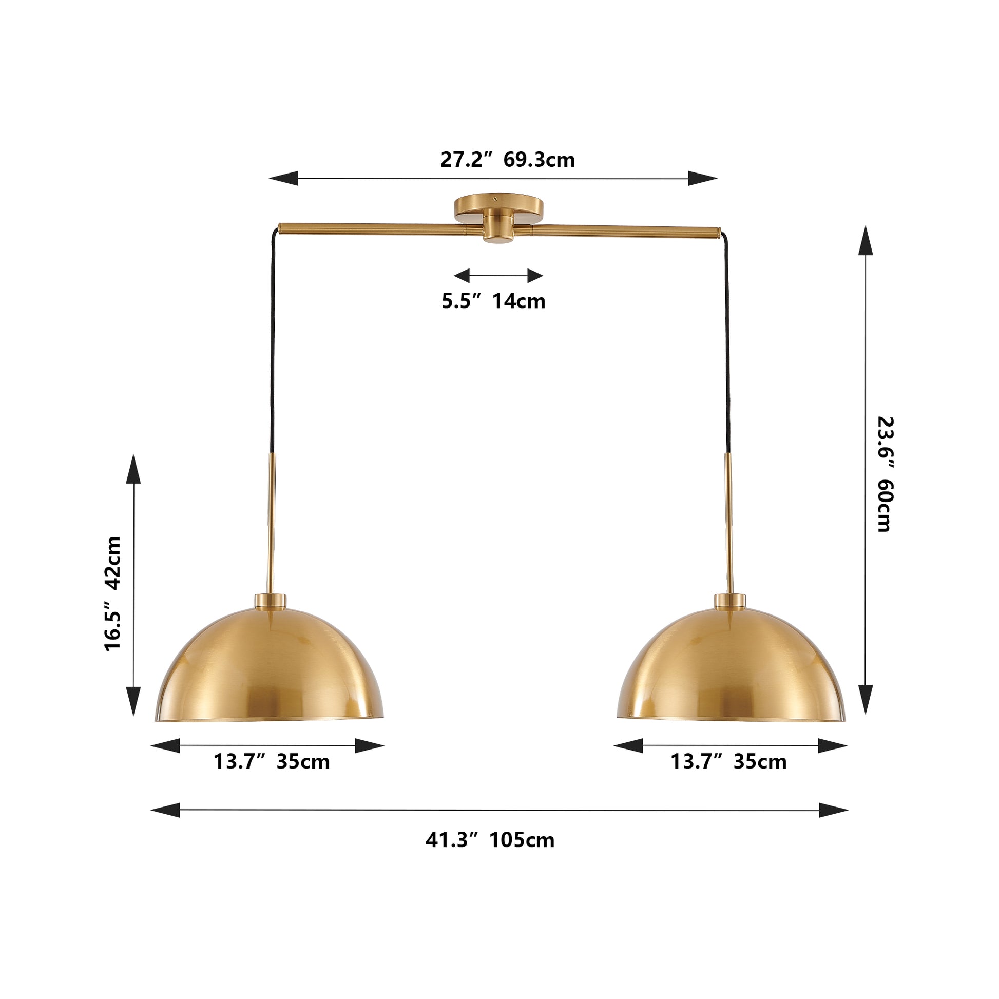 41" Industrial Copper Double Pendant Light - view 9