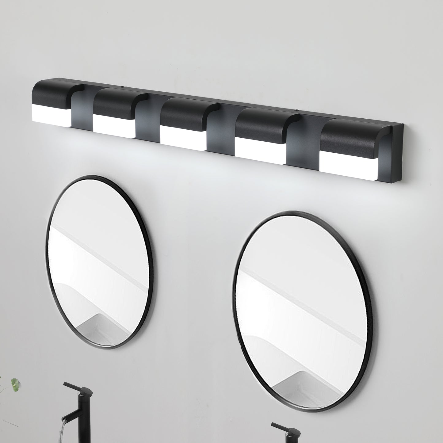 5-Light Modern Black LED Vanity Light - view 3