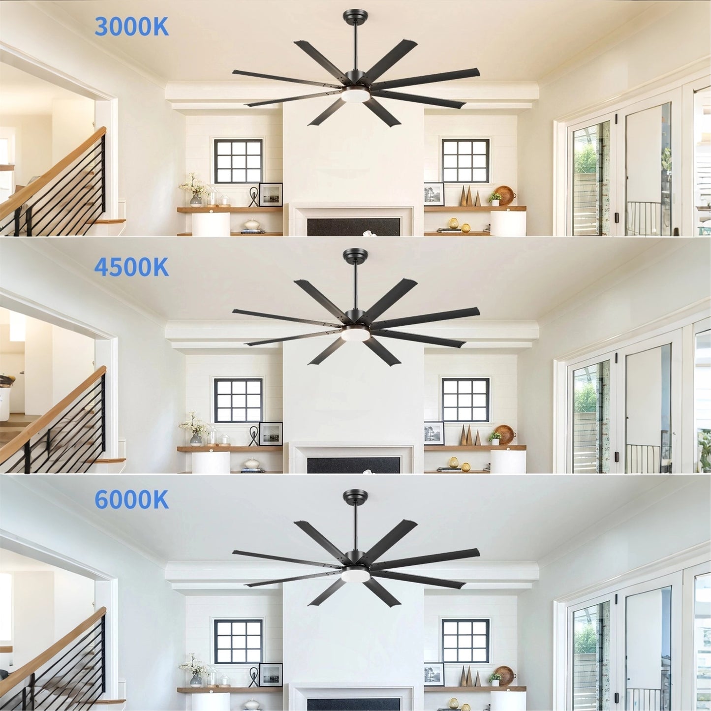 72" Black Industrial Ceiling Fan with Remote - view 10