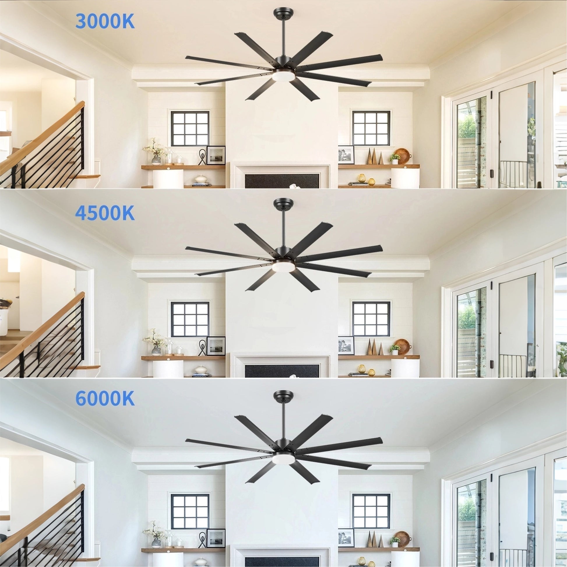 72" Black Industrial Ceiling Fan with Remote - view 10