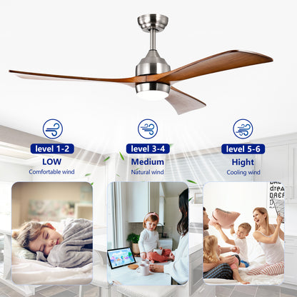 52" Satin Nickel Solid Wood Ceiling Fan with Remote - view 13