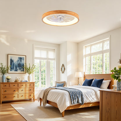 23.62" Wood Flush Mount Ceiling Fan with Dimmable LED - view 5